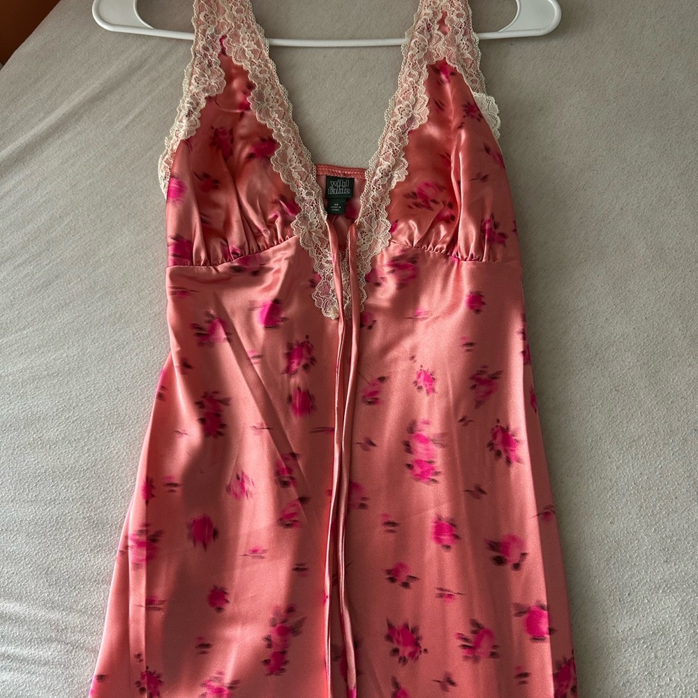 Floral Lace Trim Nightgown - Pink - Picture 2 of 3